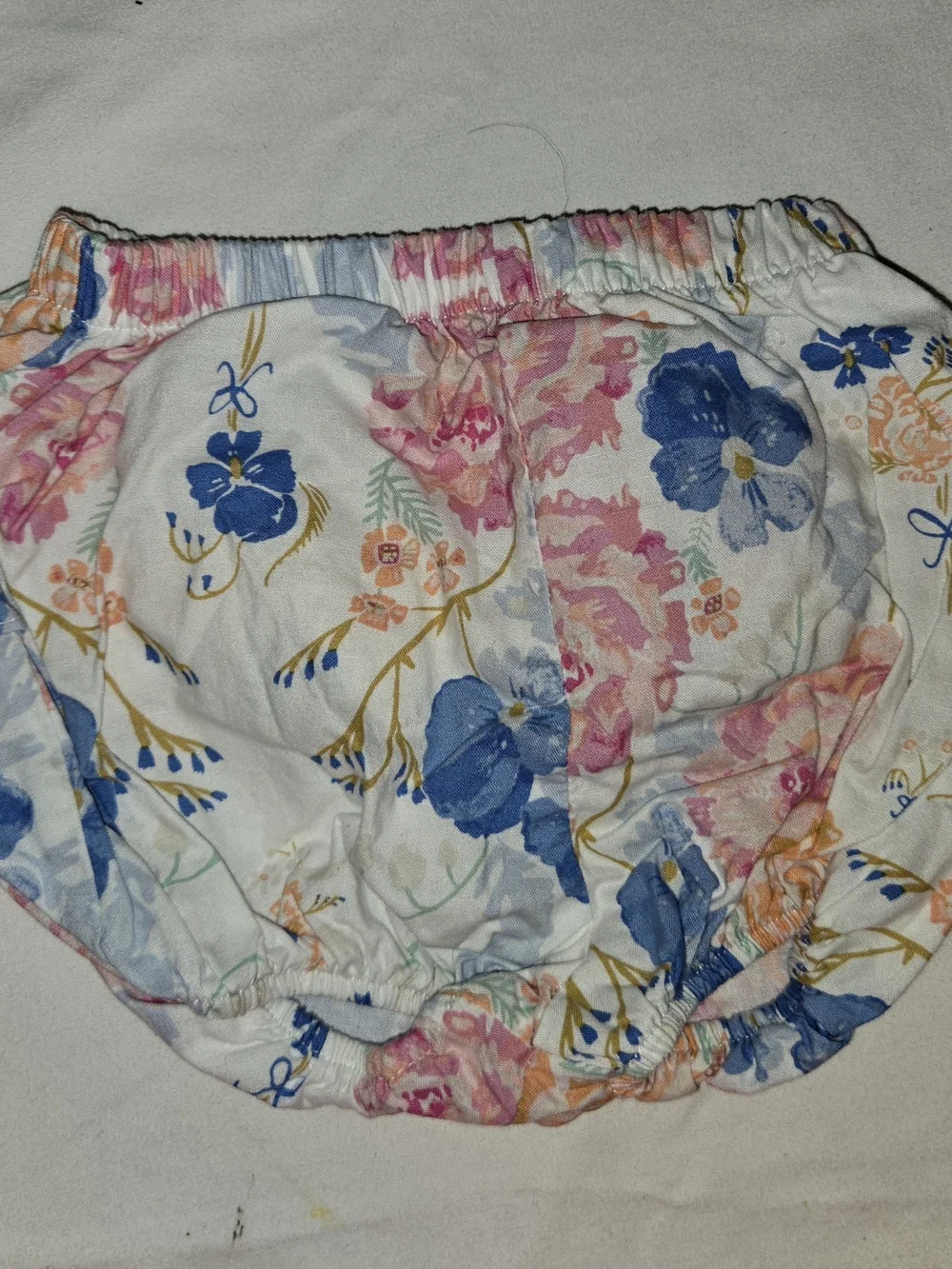 Le Za Me Girls Floral Ruffle Hem Tank - White with Pink & Blue Flowers Sz 24M